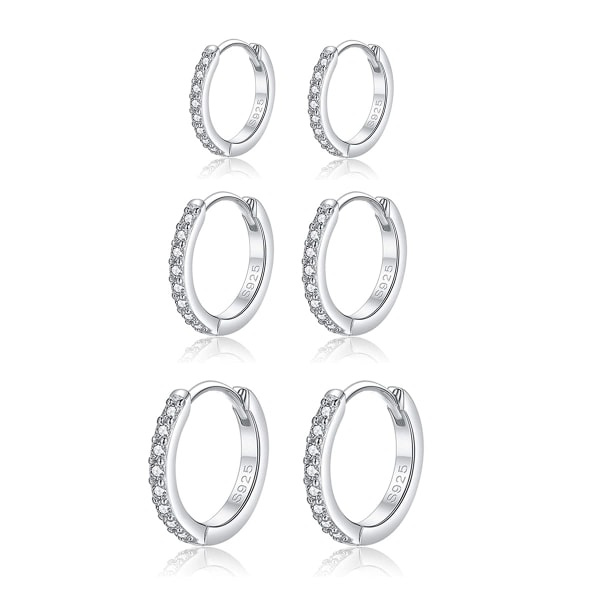 Hoop-örhängen i silver, 3 par, 925 sterling