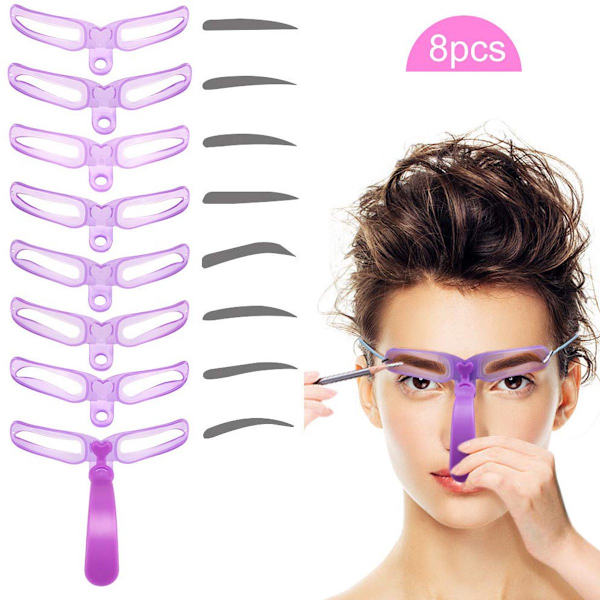 Eyebrow Stencil Set - Reusable - Eyebrow Shaping Tool - 8 - Available - Models - With - Handle - Strap