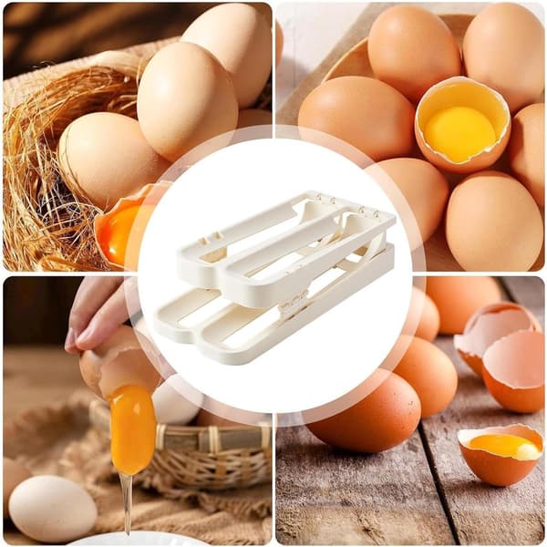 Eggstativ - Eggholder - Eggrull - Eggboks - 2 etasjer - Eggoppbevaring - Eggkurv - Eggorganisator - Automatisk rull...
