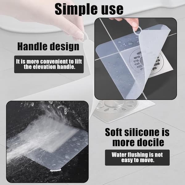 Diskbänkspropp - 15*15 cm, Silikonavloppspropp - för Kök, Badrum, Tvättstuga - Vit, Grå