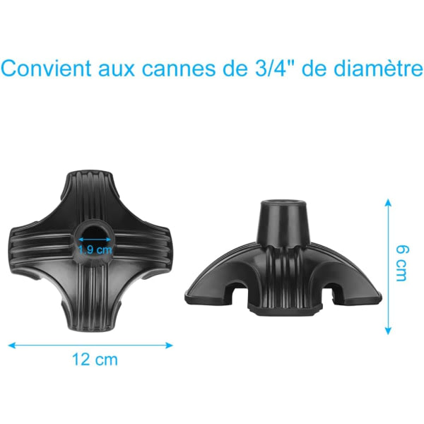 Antislip Quad Holder Cane Mat, Fyra Ben Cane Tip Udskiftning til