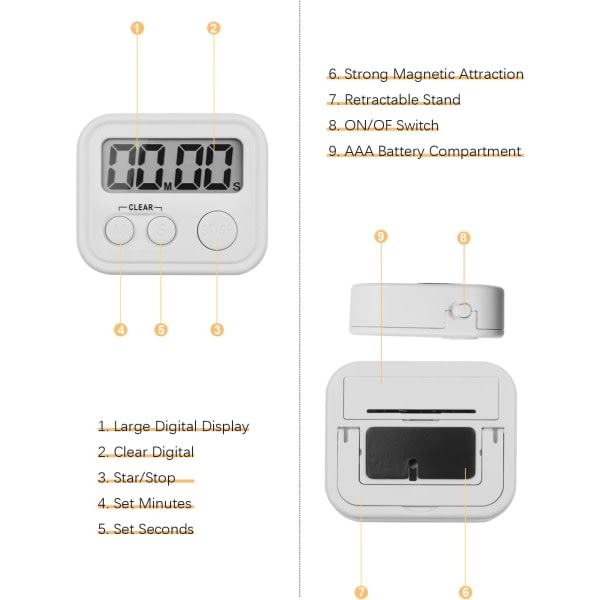 Digital køkkenur til madlavning, magnetisk timer med højt alarm og nedtællingstimer til madlavning, madlavning, studier, træning, CDQ