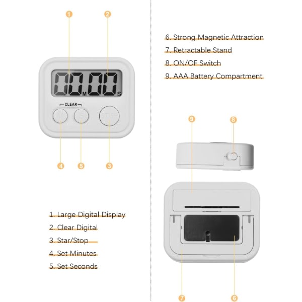 Digital kökstimer för matlagning, magnetiska timer med högt larm och nedräkningstimer för matlagning, matlagning, studier, träning, CDQ