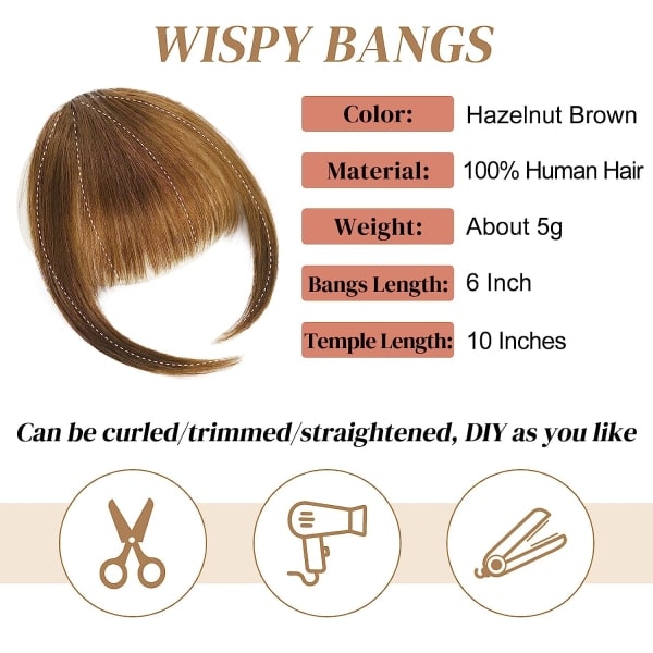 Clip In Bangs 100% Ægte Menneskehår Bangs Clip In Hår