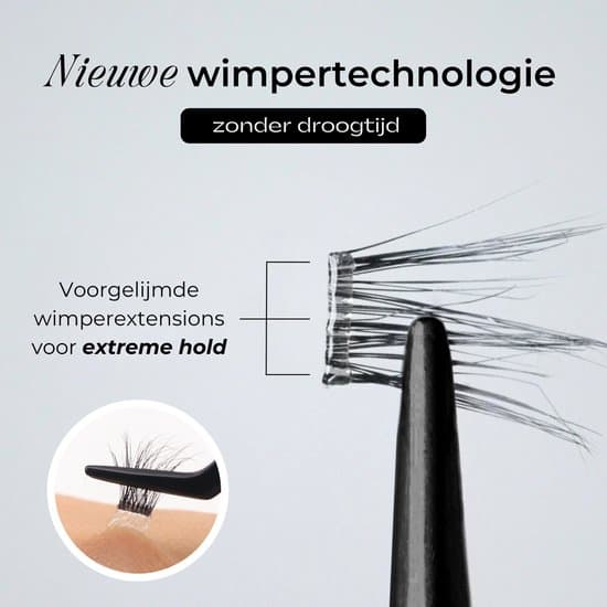 Press On-vipper selvklebende øyenvippe-extensionssett, ingen lim nødvendig, varer i 7-10 dager, fluffy klynger 10-14 mm