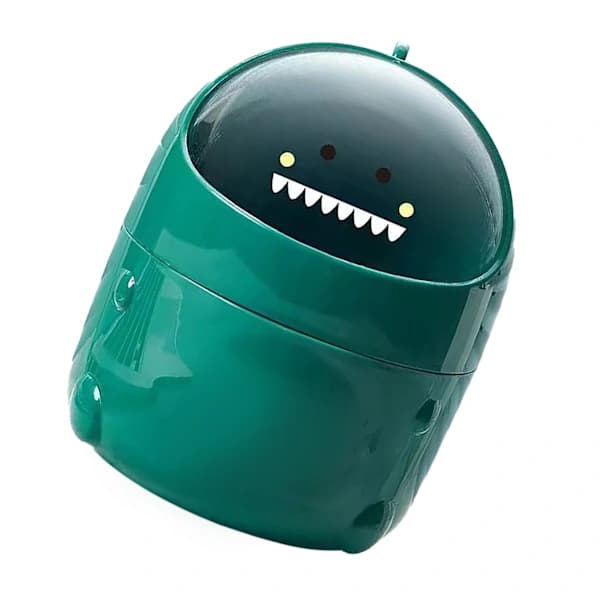 Desktop Trash Can Plastic with Lid Mini Small Cute Shaped for Dining Table Desk Home Office Easy Storage S Green 0.1 0.1