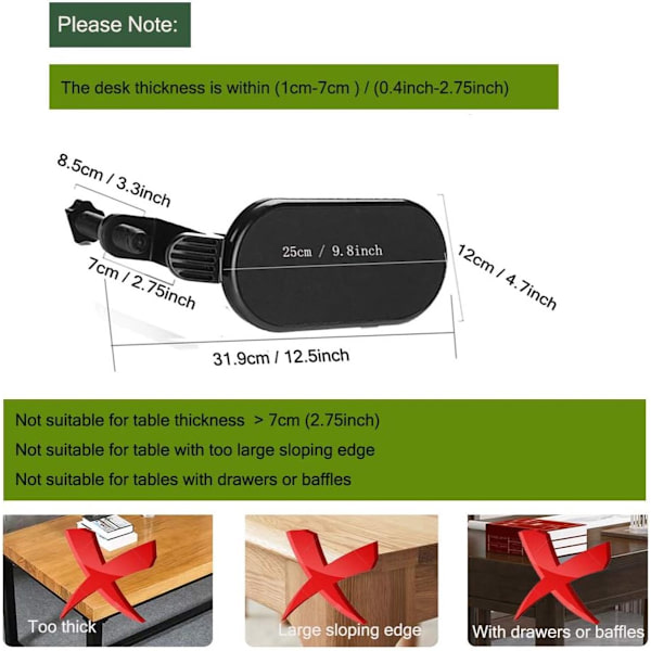 Extension Bracket - Computer Desk - Ergonomic - Desk Clamp - Mouse Platform Extension - Attachable - Elbow Mouse Pad - Arms