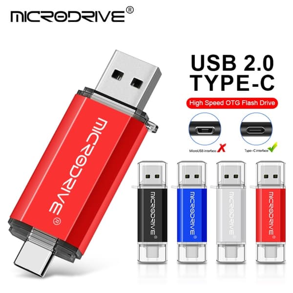 MICRODRIVE 128 GB USB-Minne 2i1 USB-A + USB-C Minnepenn Gold Guld