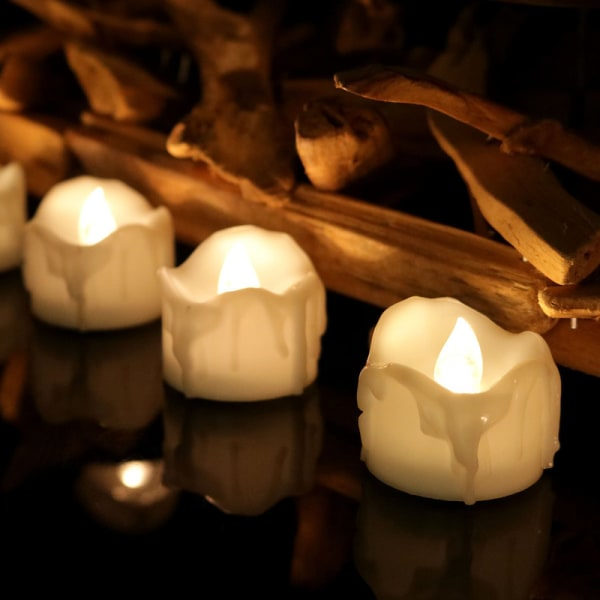 12 LED-lamper for bryllupsdekorasjoner Fjernstyrte til jul Varmhvitt blinkende