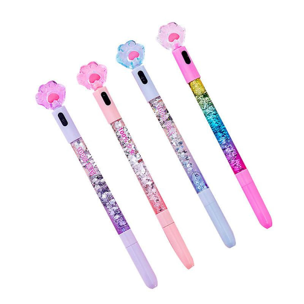 CDQ 8 st Söta Pennor Kawaii Pens Fun Pens 0,5 mm Cat Paw Shiny Luminous Ballpoint Pens