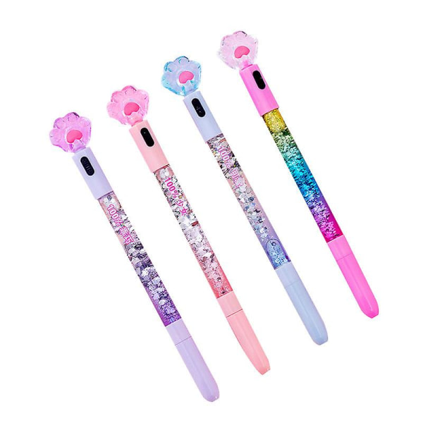 CDQ 8 stk. søde penne Kawaii penne sjove penne 0,5 mm kattepote skinnende lysende kuglepenne