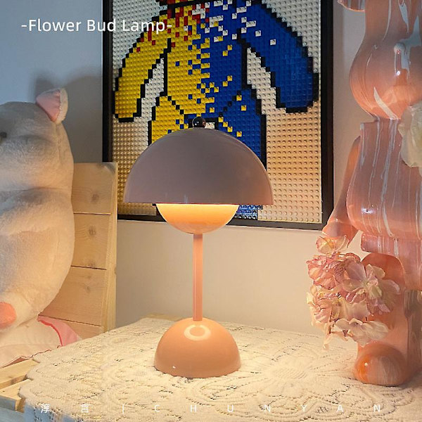 Blomkruka Svamp LED-bordslampor, Modern Bud Macaron Bordslampa Vintage Läsbordslampa