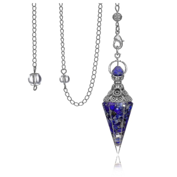 Chakra Crystal Pendel Kuusikulmainen Reiki Healing Crystal Points Ädelsten Dowsing Pendel för spådom Scrying Wicca Lapis Lazuli