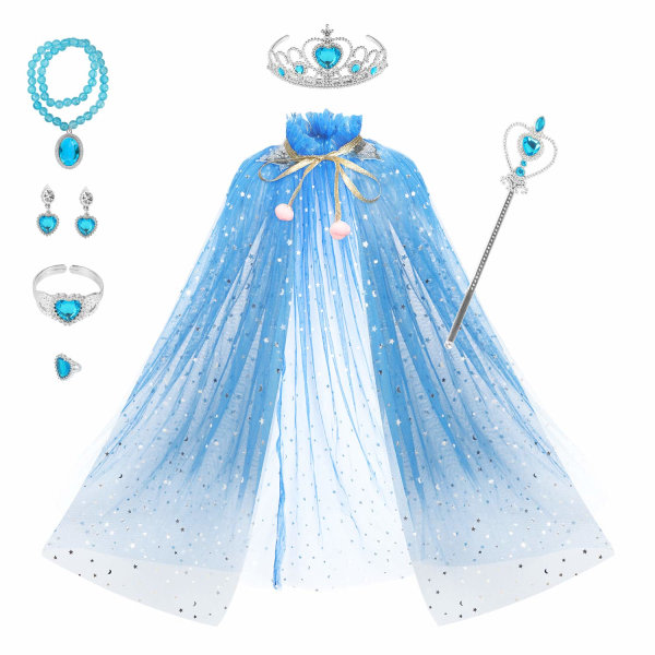 Barndagsgave Princess Cape Set 7 Deler Girls Princess