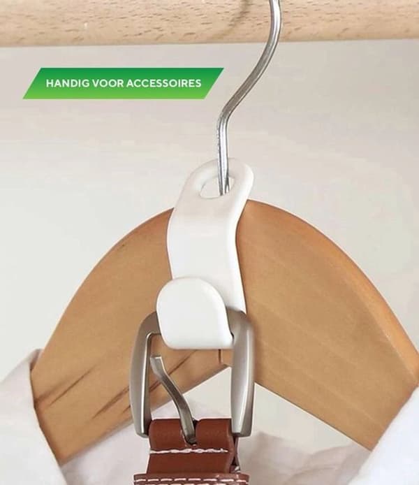 Clothes Hooks 50-pack - White Plastic - Cascade Hanging - Hanger Extension Clips - Space Saving for Wardrobe