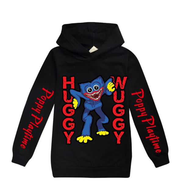 Poppy Playtime Huggy Wuggy Trykk Hoodie Barn Langarmet Hettegenser Genser Topper 9-10 år Svart SQBB