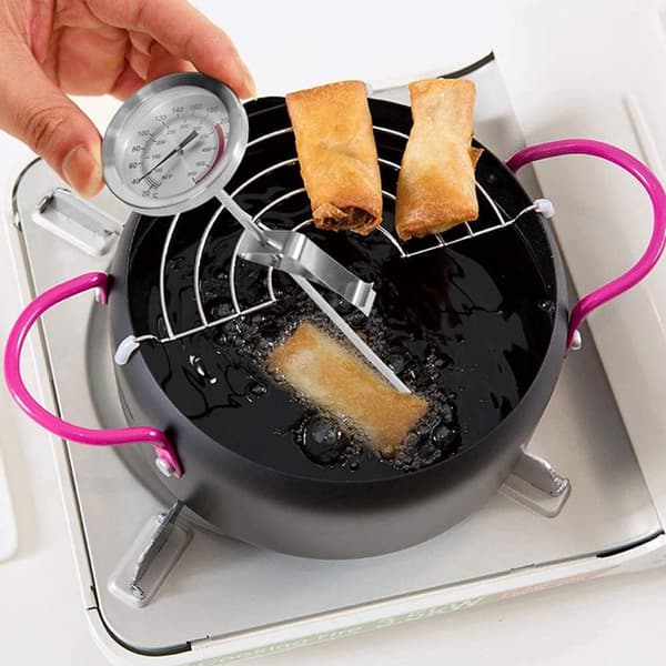 Frying Oil Thermometer - Kitchen Thermometer - With - Clip - Milk Thermometer - Suitable - Grilling - Long - Probe