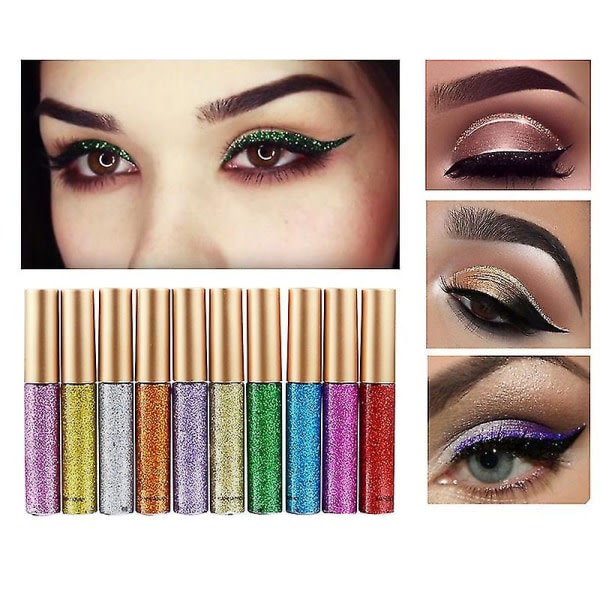 10 färger flytande glitter eyeliner, skimrande vattentät ögonskugga_costbuy