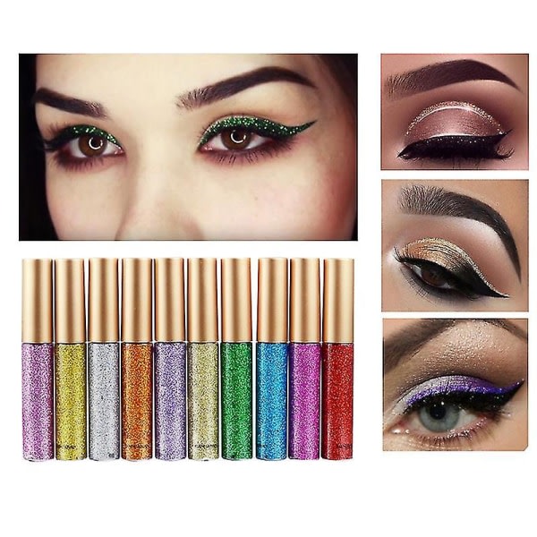 10 farger Liquid Glitter Eyeliner, Shimmer Vattentät Eyeshadow_costbuy