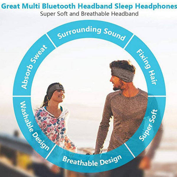Trådløst Headset Stereo Hovedbånd Løbe Søvn Musik Høretelefoner Sort Sort