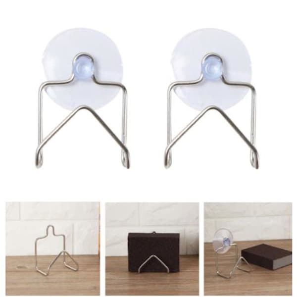 Diskdukshållare med sugkopp för diskbänk, snabbtorkande tygställ, silver, 2-pack