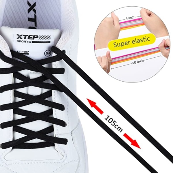 2 par elastiske skosnören for barn og voksne - Elastic Rubber S