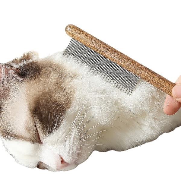 Kattkam, hundkam, Massivträ Husdjurskam Grooming Tool för kaniner，Special kamborste långt hår öppen knut för att ta bort floatin