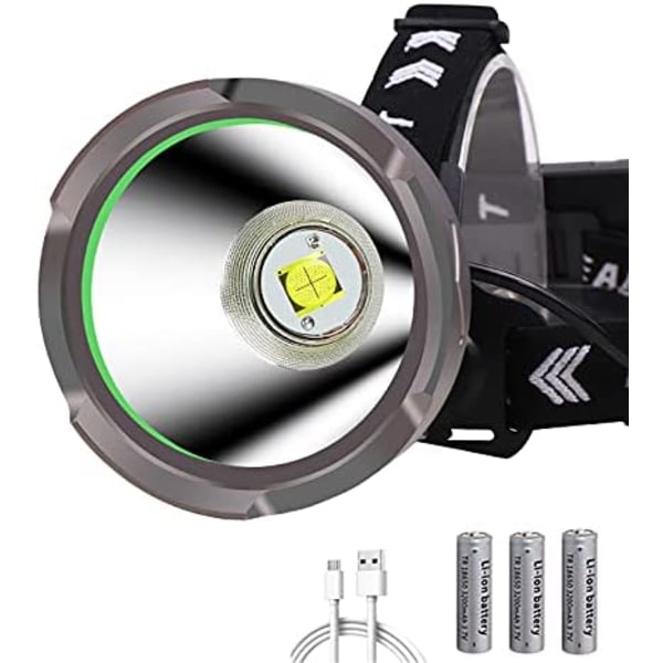 CDQ LED-strålkastare, oppladningsbar 4-läges med aluminiumreflektor (stor)