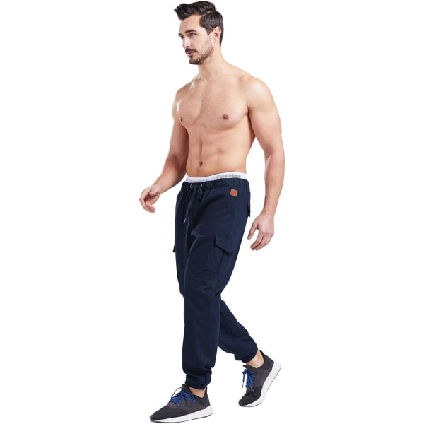 Joggingbyxor för män Cargo Joggingbyxor Elastisk midja Joggingbyxor Plus zdq
