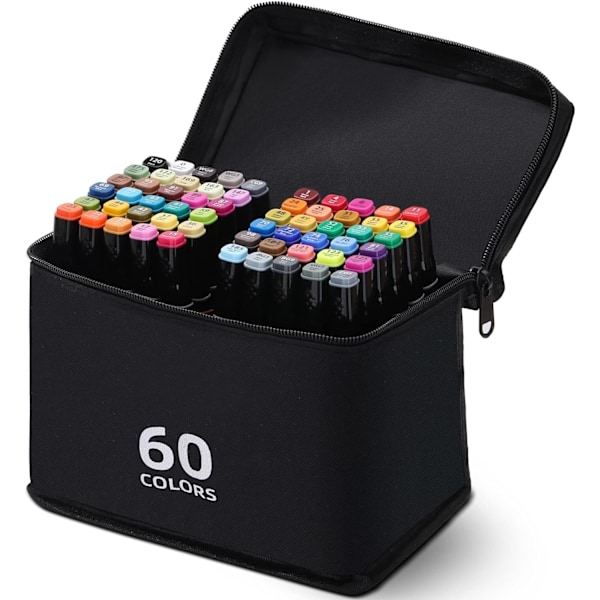 Pysyvä setti, värikynät aikuisille, kaksipäinen taidepiirustusmerkki, taidedesign värikynät merkit lasten piirustukseen, Ski 60 colors