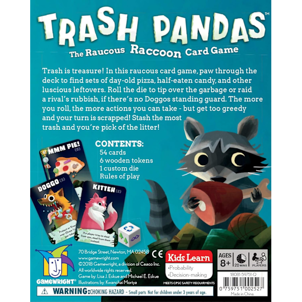 Gamewright | Trash Pandas | Miniatyyrinen peli | Alkaen 8 vuotta | 2-4 pelaajaa | 20 minuutin peliaika