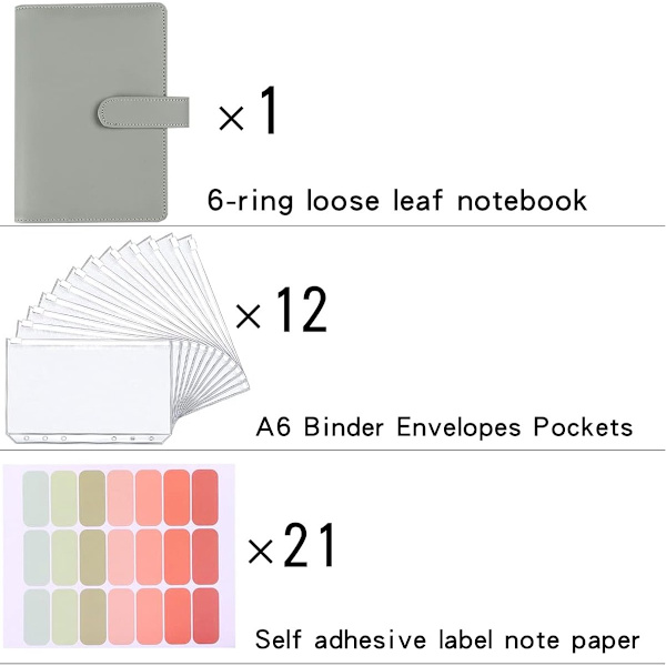 A6 PU-lædermappe - Genopfyldelig 6-ringsbind - Budgetmappe