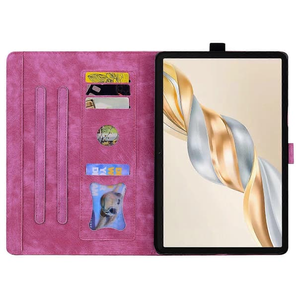 Fodral för Honor Pad X9a/Pad X9 Pro med kortfack, läder, ställ, folio, blomma, katt_tfrf