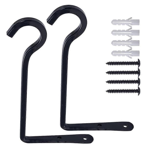 2 kpl koukkuja ripustukseen, 20 cm metallinen kasvin ripustin ulkokäyttöön musta_tfrf