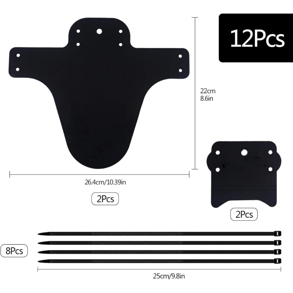 CDQ Sykkelstøtteskjerm, fram- og bakkompatibla støttebeskyttelse + sykkelstøtteskjerm, svart