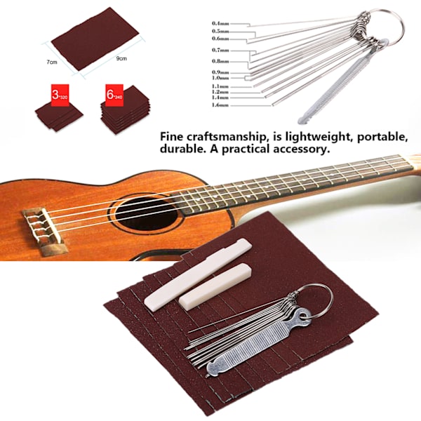Guitar Bone Saddle Nut Sandpapir Fil Sæt DIY Luthier Vedligeholdelsesværktøjer