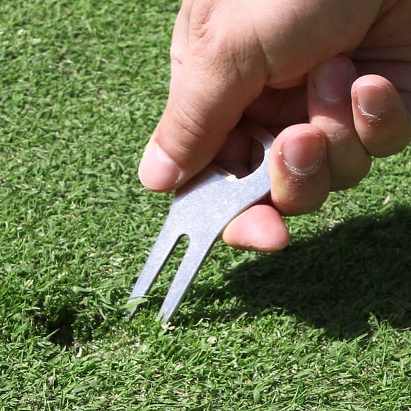 Golfgaffel med flasköppnare i metall, 2-pack för golfbana, silver 8 x 4 cm Silver