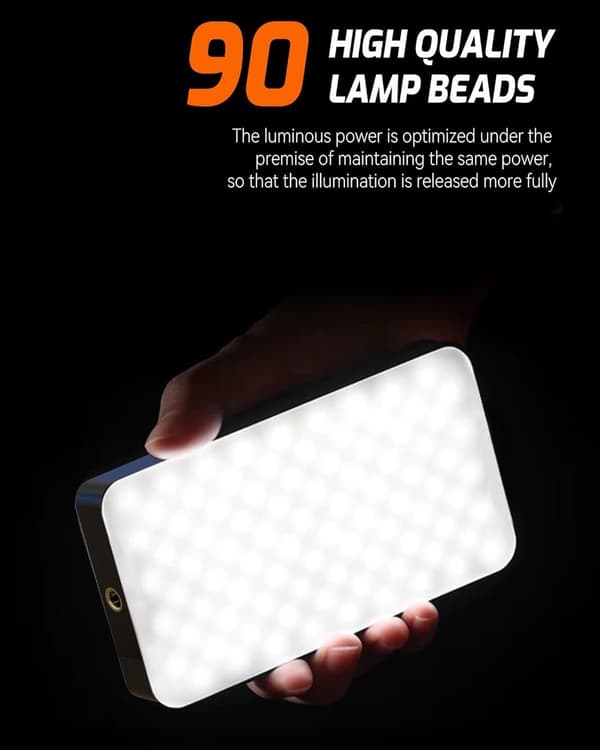 Magnetisk Clip-On LED Selfie Lys, 128 LED'er 3 Farvetemperaturer 10 Lysstyrkeniveauer, Fyldlys til Telefon Bærbar Webcam, Sort