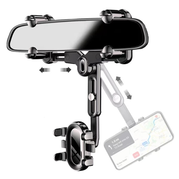 CDQ Hållare för mobiltelefon i bilspegel, 360° vridbar
