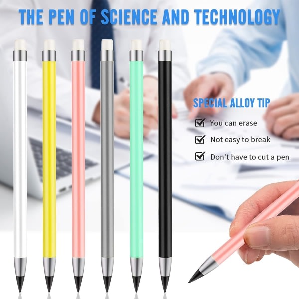 CDQ 6st med suddgummi Obegränsat skrivande Bläckfria pennor for barn Vuxna Studenter Konstnärsteckning (15,7 cm)