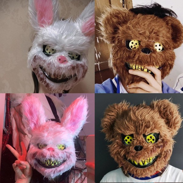 Halloween Verinen Pupu Karhu Naamio Verinen Pehmo Eläimen Pää Naamio Cosplay Maskeraadi Juhla Creepy Naamio Tarvikkeet CDQ