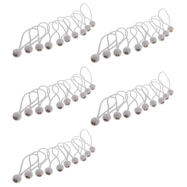 50 stk 162 mm 5 mm kraftige kule strikk tauer elastiske tau for å sikre baldakin telt presenning WHITE