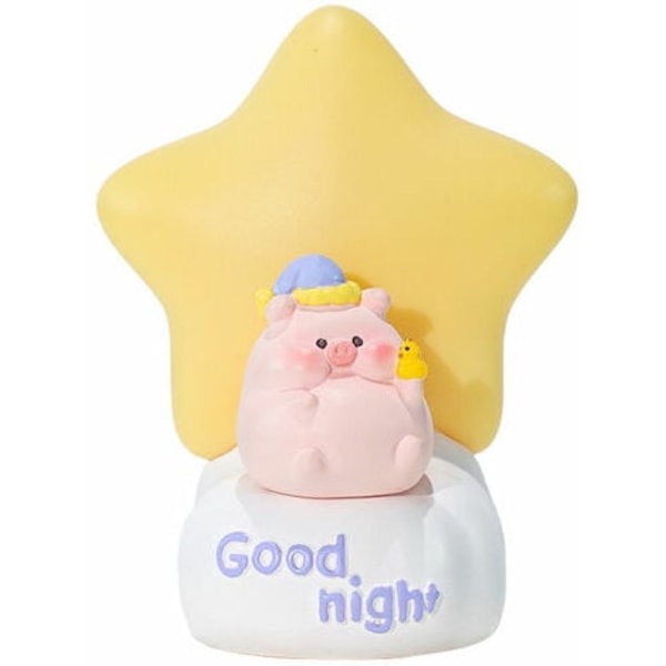 Tecknad gris emalj stjernelampe soveværelse sengelampa
