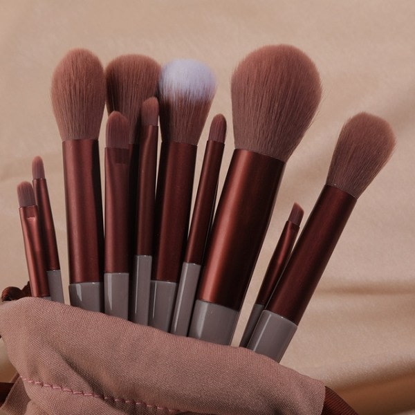 13-pack Makeup Brush Set Beauty Makeup Tool Borstar kaffe med pose