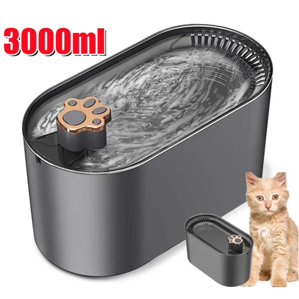 3L kattvattenfontän för hundar LED dricksvattenskål Automatisk dispenser