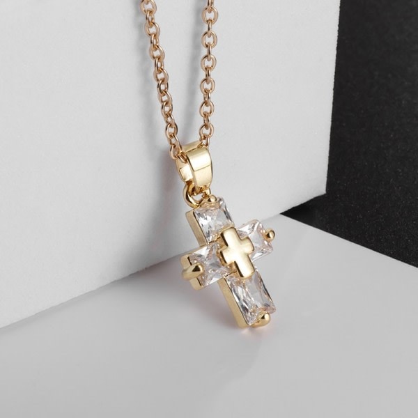Vakkert Krystall Kors Halskjede for Kvinner Liten Charm Elegant zdq
