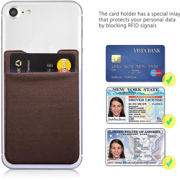 Smart plånbok (klibbig kreditkortholdere)/smarttelefonkorthållare/mobilplånbok/minilånbok/ etui til Iphones og Android-smartphones. Brun