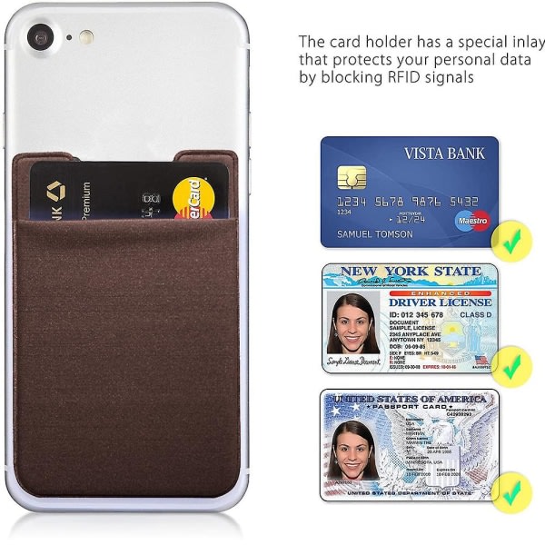 Smart telefonbok (klibbig kredittkorthållare)/smarttelefonkorthållare/mobilplånbok/minilånbok/ etui for Iphones og Android-smarttelefoner. brun