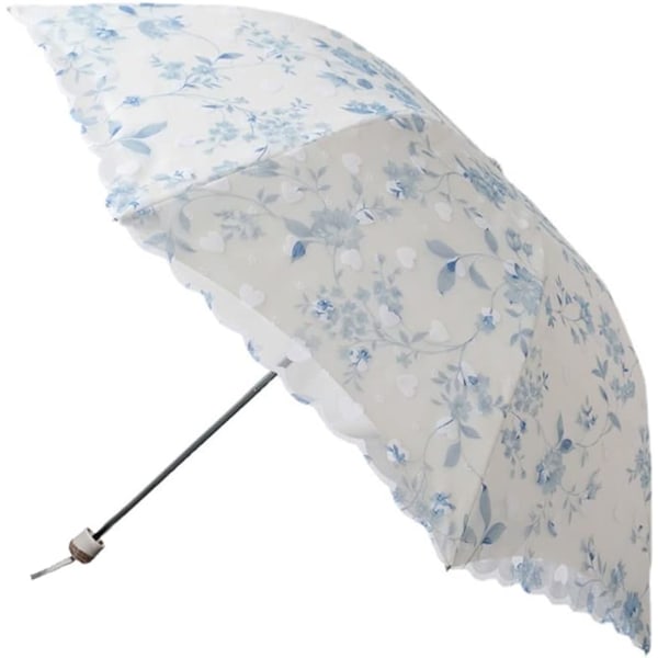 Sun Paraply Spets Dubbeldäck Anti-UV Parasoll Parasoll Paraply (Blå)