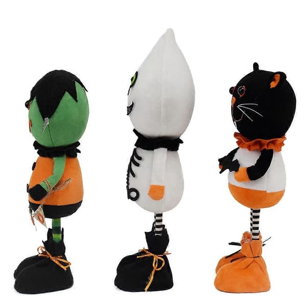 Frankenstein Plyslegetøj Hvidt spøgelse Sort Kattedukke Halloweengave White_tfrf White